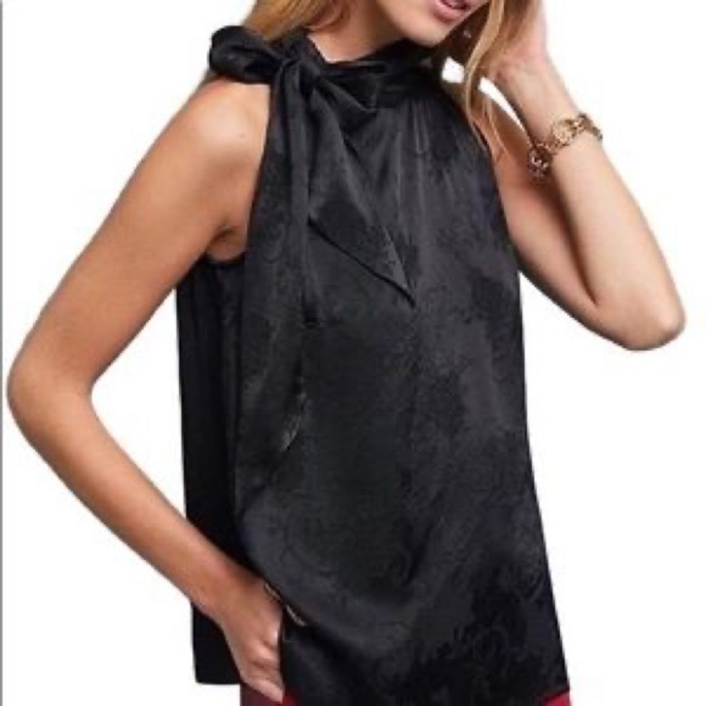 Moulinette Soeurs by Anthropologie Black Sleeveless Toe Neck Silk Blouse